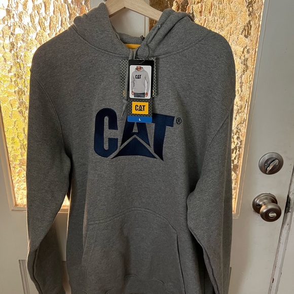 CATERPILLAR Size Large Gray Heavyweight Embroidered CAT Logo Hoodie Sweatshirt - Picture 1 of 4